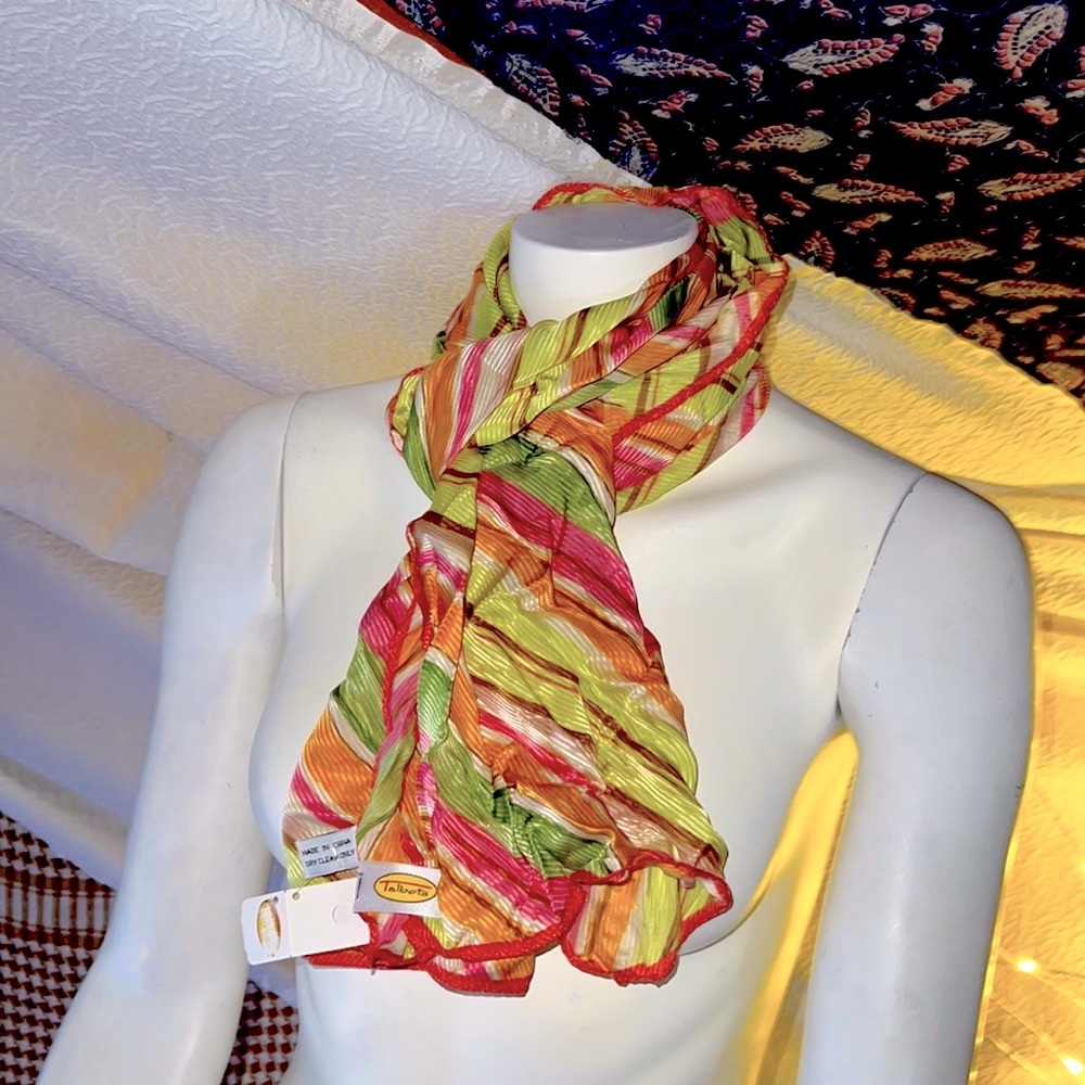 🏷Tablots Silk Multicolor Striped Scarf NWT